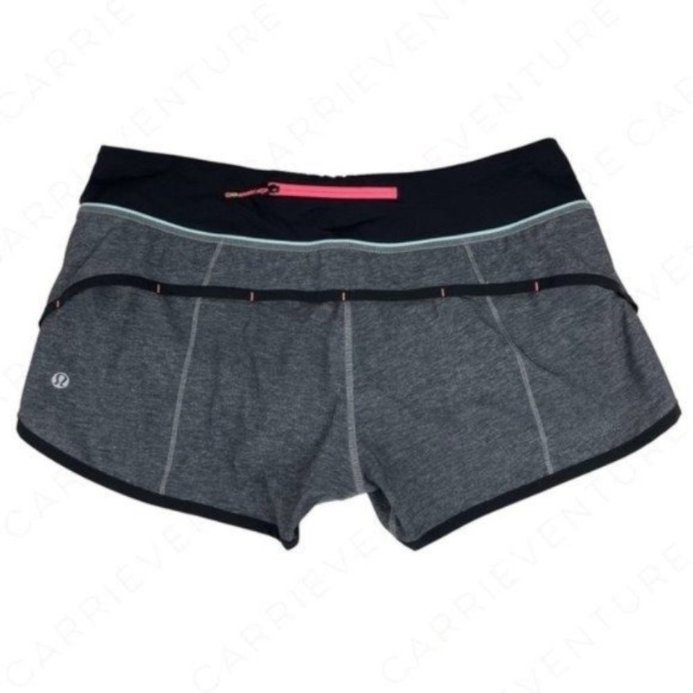 Lululemon Speed Short Heathered Texture Grey Pink Running Active Athletic Shorts